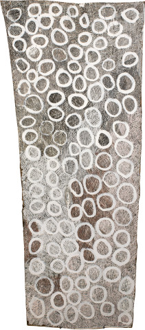 Nyapanyapa Yunupiŋu untitled, 2015; 4867S; Bark painting; 151 x 65 cm; enquire
