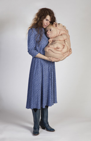 Patricia Piccinini The Bond, 2016; silicone, fibreglass, human hair, clothing; 162 x 56 x 50 cm; Edition of 3 + AP 1; Enquire