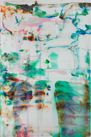 Dale Frank Mind Body and Spritz, 2020; powder pigments in resin, epoxyglass, on Perspex; 150 x 100 cm; more info; enquire