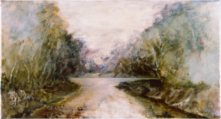 Mandy Martin Lagoon on Irarra Creek, No. 1, 1997; oil, ochre, pigment on linen; 56 x 30 cm; enquire
