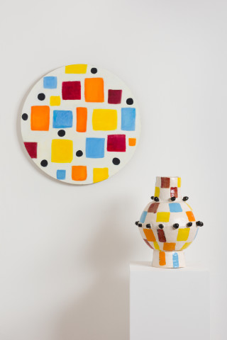 Angela Brennan Thinking and being, 2019; oil on linen and earthenware; 2 parts, various dimensions; enquire