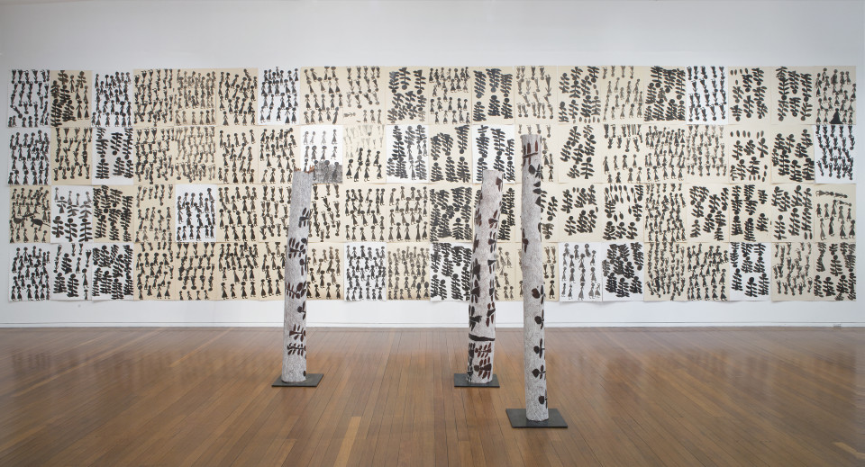 Installation view, Nyapanyapa Yunupingu, Lawarra Maypa, Roslyn Oxley9 Gallery (15 January – 14 February 2015)