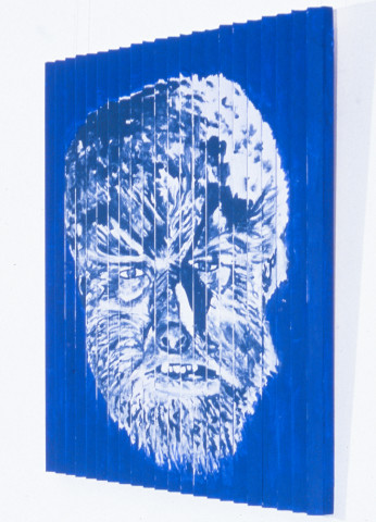 Maria Kozic MASTER, Wolf man (right side view), 1986; acrylic on wood; 80 x 80 cm; enquire