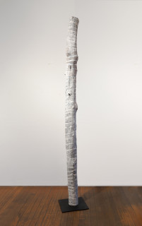 Nyapanyapa Yunupingu Lines, 2018; 5914-17; Larrakitj: natural earth pigments on hollow log; 282 x 25 x 20 cm; Enquire