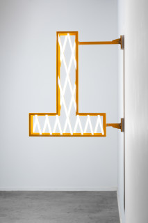 Callum Morton City Lights #6, 2026; steel, powder coating, lights; 94.5 x 84 x 15 cm; enquire
