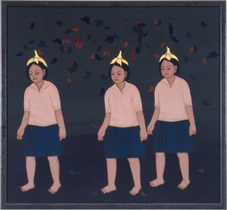 Phaptawan Suwannakudt Nariphon III a, 1996; acrylic on silk, one panel; 90 x 90 cm; enquire