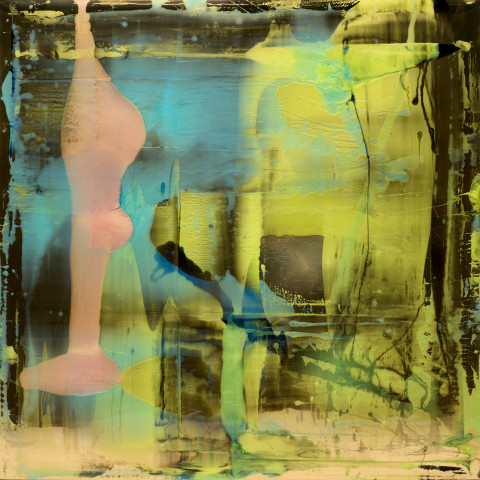 Dale Frank Wishing I just had a deeper voice, 2022; Colour pigments in Easycast, Epoxyglass on perspex; 200 x 200 cm; enquire