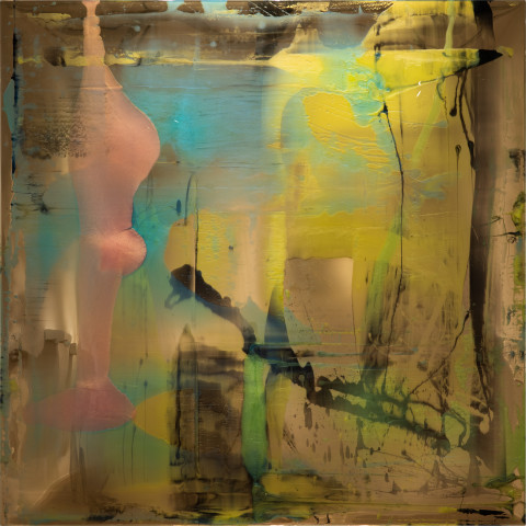 Dale Frank Wishing I just had a deeper voice, 2022; Colour pigments in Easycast, Epoxyglass on Perspex; 200 x 200 cm; more info; enquire