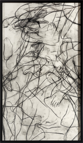 Julie Rrap Framed 2, 2022; charcoal pastel on watercolour paper; 159 x 93 cm; more info; enquire