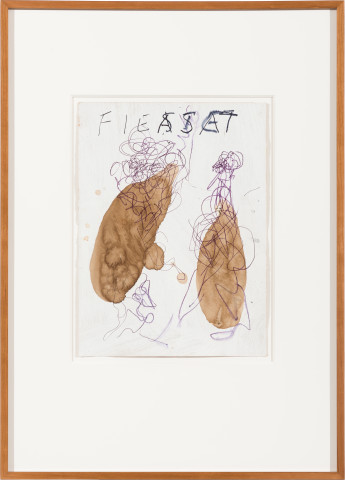 Newell Harry Untitled, 2005-06; biro, bitumen wash, gesso on craft paper; 71 x 51 cm; (framed); enquire