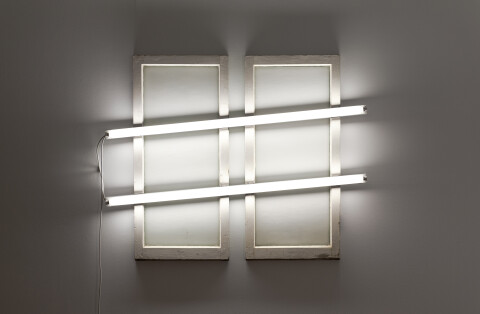 Bill Culbert Double window, 2009; glass, fluorescent lights, wood, house paint; 120 x 150 x 10 cm; enquire
