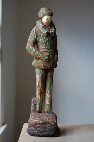 Linda Marrinon Monty in Camouflage, 2010; painted plaster; 73 x 20 x 17 cm; enquire
