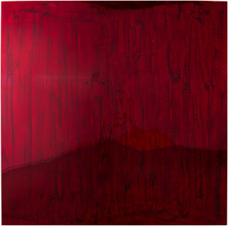 Dale Frank Bangladeshi, 2017; bluebird blood under  Liquid Glass on perspex; 200 x 200 cm; enquire