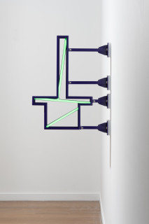 Callum Morton City Lights #14, 2026; steel, 2Pac polyurethane, lights; 82 x 62.5 x 12 cm; enquire