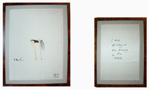 Jenny Watson My father's music, 2001; Stone lithographs on various fabrics, Lithographer: Muka Press, Auckland; 76 x 55 cm; 56 x 27 cm set of 5 images (2 pieces each) edition of 20; Edition of 20; enquire