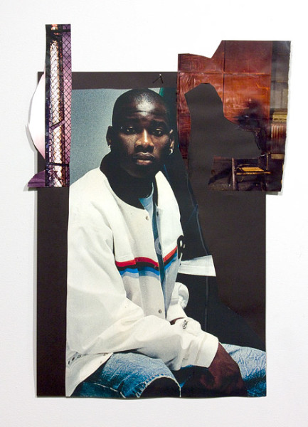 Jacqueline Fraser The Making of 8 Mile 2012, 2012; archival card, duratrans, magazine clippings, paint, archival glue, wood grain contact, cling wrap, gold foil paper, plastic sheeting; dimensions variable; enquire