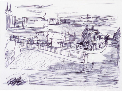 Kevin Connor View from Pyrmont (West), 1985; pencil on paper; 56 x 76 cm; enquire