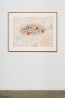 installation view; John Wolseley Burrowing bettong warren with one lone bilby burrow, 2025; watercolour and graphite on paper; 77 x 100 cm; 102 x 125 cm (framed); enquire