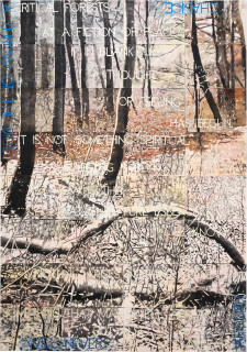 Imants Tillers Critical Forests 4, 2023; synthetic polymer paint, gouache on 32 canvasboards; 201 x 141 cm; enquire