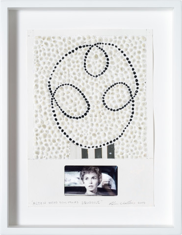 Rohan Wealleans Alien Head Sculpture Squiggle, 2014; paint on paper, found lenticular print; 29.5 x 21 cm; enquire