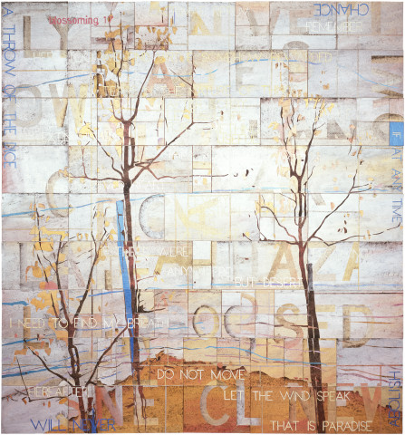 Imants Tillers Blossoming 17, 2008; acrylic, gouache on 94 canvasboards, no. 83021 - 83114; 229 x 214 cm; enquire