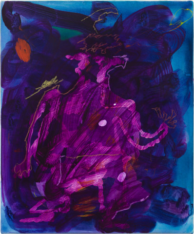 Tom Polo night riser, 2024; acrylic and wax pastel on canvas; 60 x 50 cm; enquire