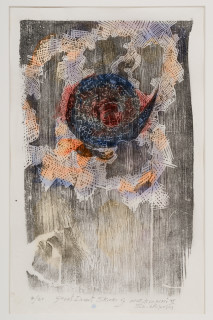 John Wolseley Great Desert Skinks II, 2026; watercolour on Arches paper with woodcut on Tengucho paper; 47 x 30 cm; 75 x 57 cm (framed); Edition of 20; enquire