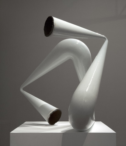 James Angus Pipe Compression II (White), 2013; from a series of 5 colours; steel, enamel paint; 83 x 75 x 80 cm; 65kg; enquire