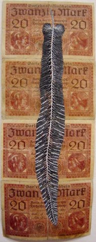 Fiona Hall Leaf Litter (detail), 2000-02; gouache on banknotes; dimensions variable; enquire