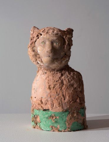 Linda Marrinon Rhesus Monkey, 2016; tinted and painted plaster; 25 x 15 x 11 cm; enquire