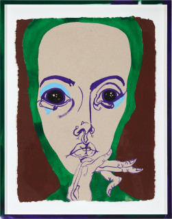 Del Kathryn Barton i like worried painted - paint, 2019; gouache on paper, hand finished frame; 87 x 67.5 cm; Enquire