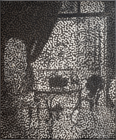 Daniel Boyd Untitled (MSA), 2013; oil, charcoal and archival glue on polyester; 61 x 51 cm; enquire