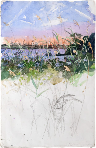 John Wolseley Marsh with Industrial Landscape - La Palissade, 2009; watercolour on paper; 54.5 x 83 cm; enquire