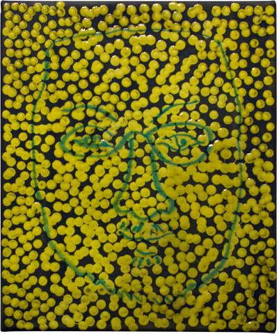 Daniel Boyd Untitled (MM), 2012; oil, oil pastel and archival glue on polyester; 30.5 x 25.5 cm; enquire