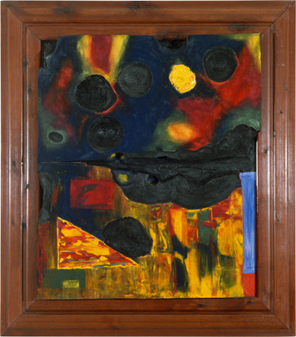 Dale Frank Mothers and Fathers and the Reel, 1986; acrylic & mixed media on canvas; 76 x 91 cm; enquire