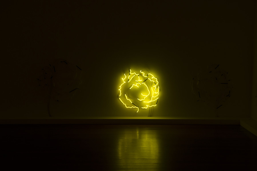 Installation view, Marley Dawson, Untitled (Neon Tumbleweed – Voltarc 11370), 2013, neon and electrics, eight parts 65 x 66 cm (each), 146 x 872 cm (overall)