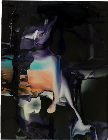 Dale Frank Like a raucous Nun on abattoir assignment an alkaline conscience devoid yet full of little witticisms. His time had past, 2008; varnish on canvas; 200 x 260 cm; enquire