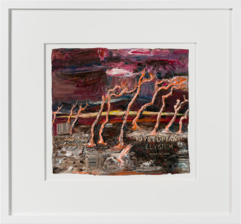 Fiona Hall dystopian elysium, 2019; oil paint on aluminium drink cans; 54 x 58 cm; enquire