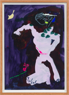 Tom Polo the understudy (fit for a stage), 2023; acrylic, Flashe and wax pastel on paper; 56 x 41 cm; more info; enquire