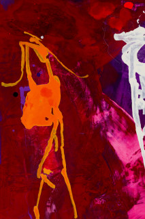 Tom Polo slow ghost (lelelelelegs) (detail), 2026; acylic and Flashe on polycotton; 182 x 138 cm; enquire