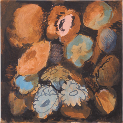 Tony Clark Flowerpiece with Pansy, 2003; acrylic on canvas; 51 x 51 cm; enquire