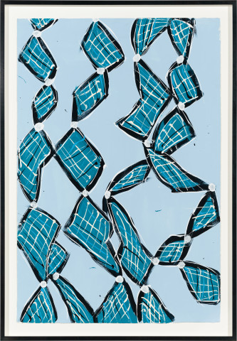 Dhambit Munuŋgurr Gurtha (Fire), 2024; 3395-24; acrylic on paper; 122.5 x 80.5 cm; enquire