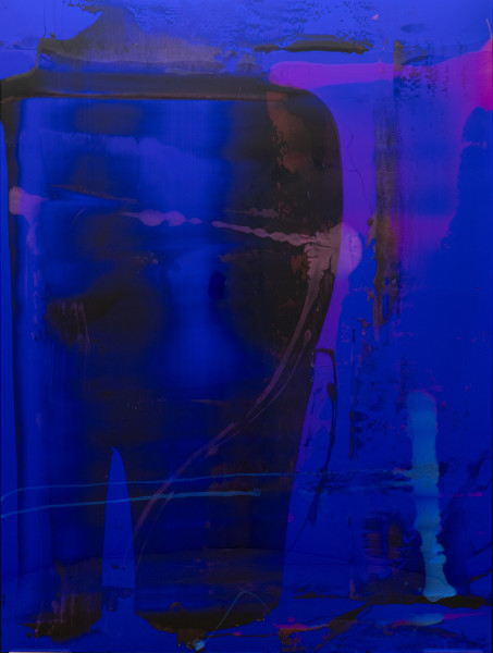 Dale Frank He lived in the shadow of his own flickering diminishing light, 2025; colour powder pigments in Easycast, Epoxyglass, on perspex; 160 x 120 cm; enquire