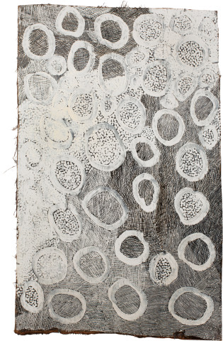 Nyapanyapa Yunupiŋu Maypal, 2015; 4888K; Bark painting; 122 x 74 cm; enquire