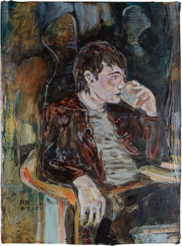 Hernan Bas That drink, 2007; mixed media on linen; 20.3 x 15.2 cm; enquire