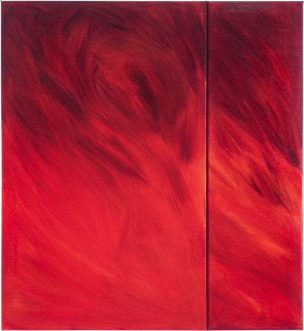 Linda Jackson Red Dust, 1998; acrylic on canvas; 120 x 110 cm; diptych; enquire