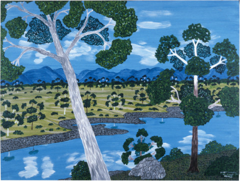 Robert Campbell Jnr Macleay River Scene, 1986; acrylic on canvas; 90 x 117 cm; enquire