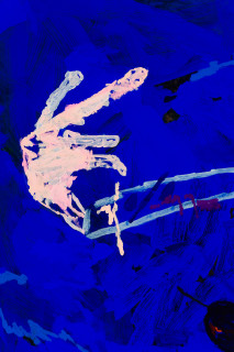 Tom Polo the rescuers (detail), 2026; acrylic and Flashe on polycotton; 182 x 138 cm; enquire