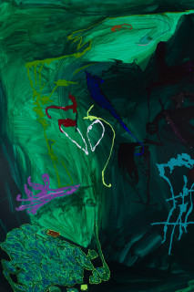 Tom Polo and afterwards, a garden (detail), 2026; acrylic and Flashe on polycotton; 213 x 198 cm; enquire