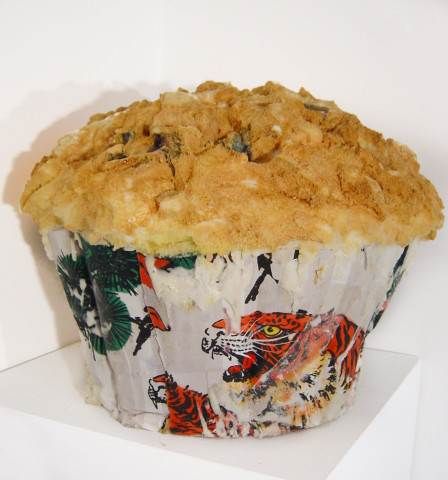 Hany Armanious Muffin # 1, 2003; expanding foam, pigment & paper; 38 x 57 x 57 cm; enquire